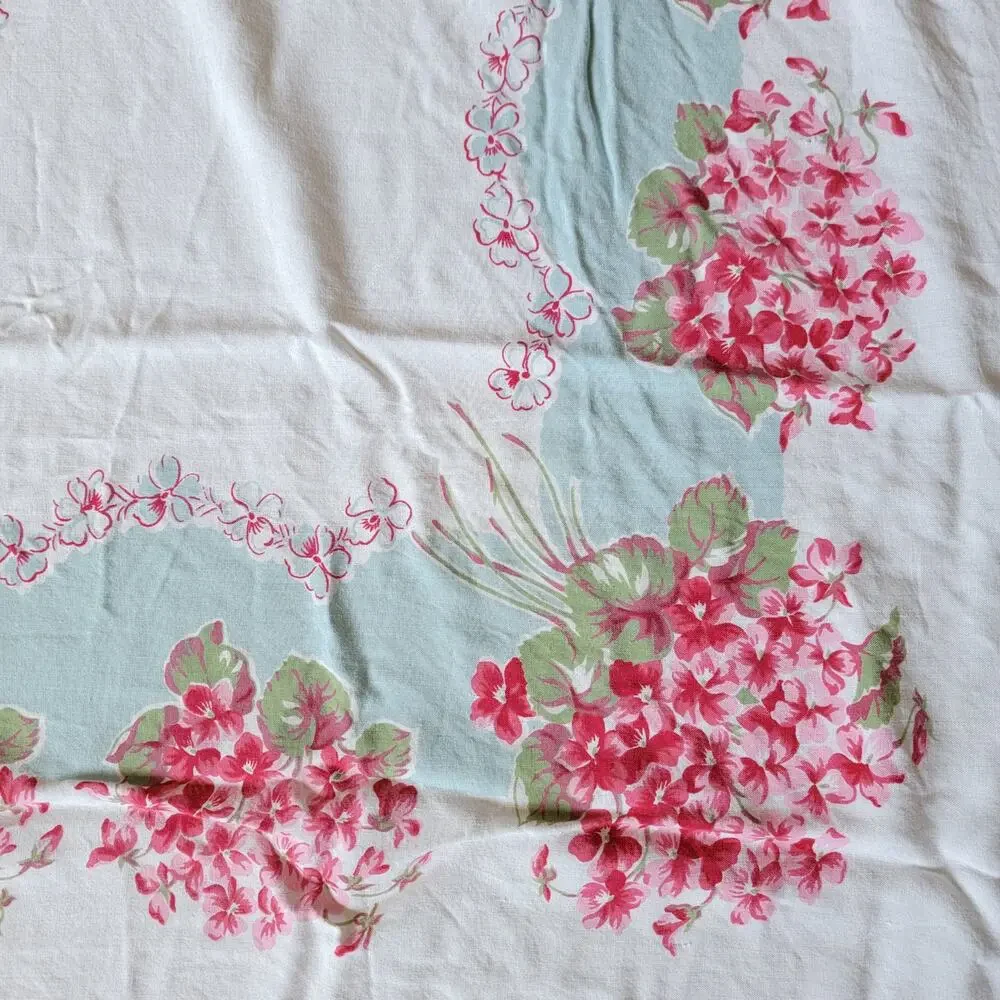 Vintage 1950's Farmhouse Cotton Tablecloth